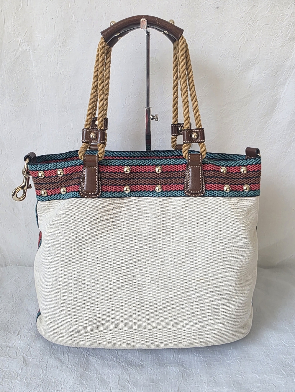 Auth Gucci Sherry Line Canvas Tote